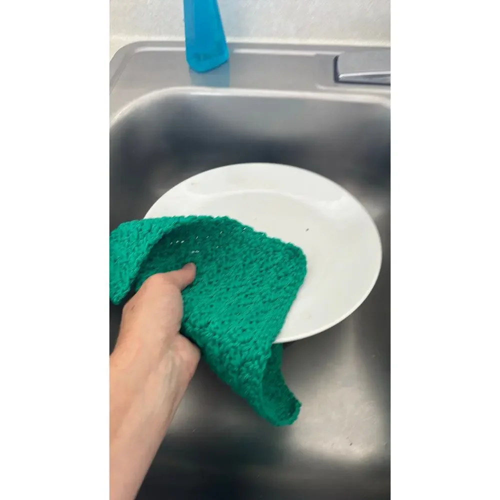 Kitchen washcloth 100% cotton hand crocheted one‎ color 10” x 10” made to order